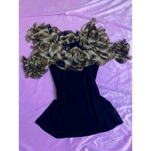 Sheer ruffled Robert Cavalli top